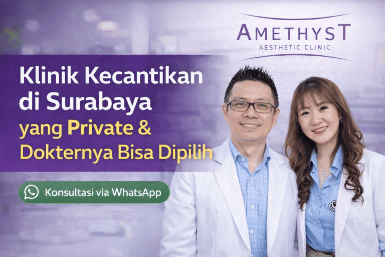 dr. Boedi dan dr. Citra Amethyst Clinic Surabaya berpose profesional untuk konsultasi perawatan wajah dan body aesthetic