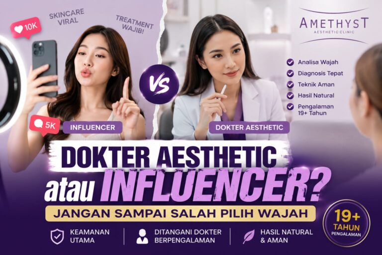 perbandingan dokter aesthetic berpengalaman dan influencer media sosial dalam memilih treatment wajah aman di Amethyst Clinic Surabaya