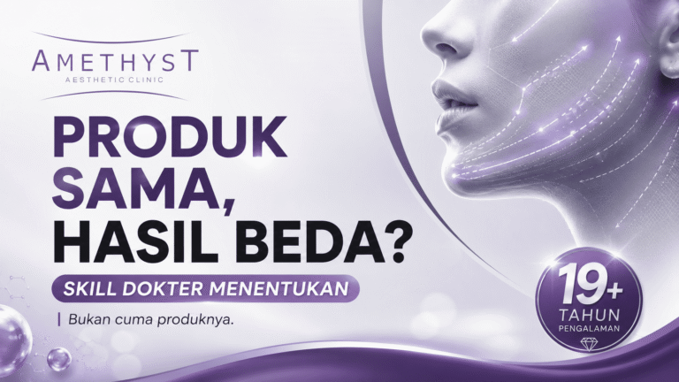 ilustrasi wajah dengan garis anatomi aesthetic untuk menjelaskan pentingnya skill dokter dalam treatment filler collagen stimulator dan injeksi di Amethyst Clinic Surabaya