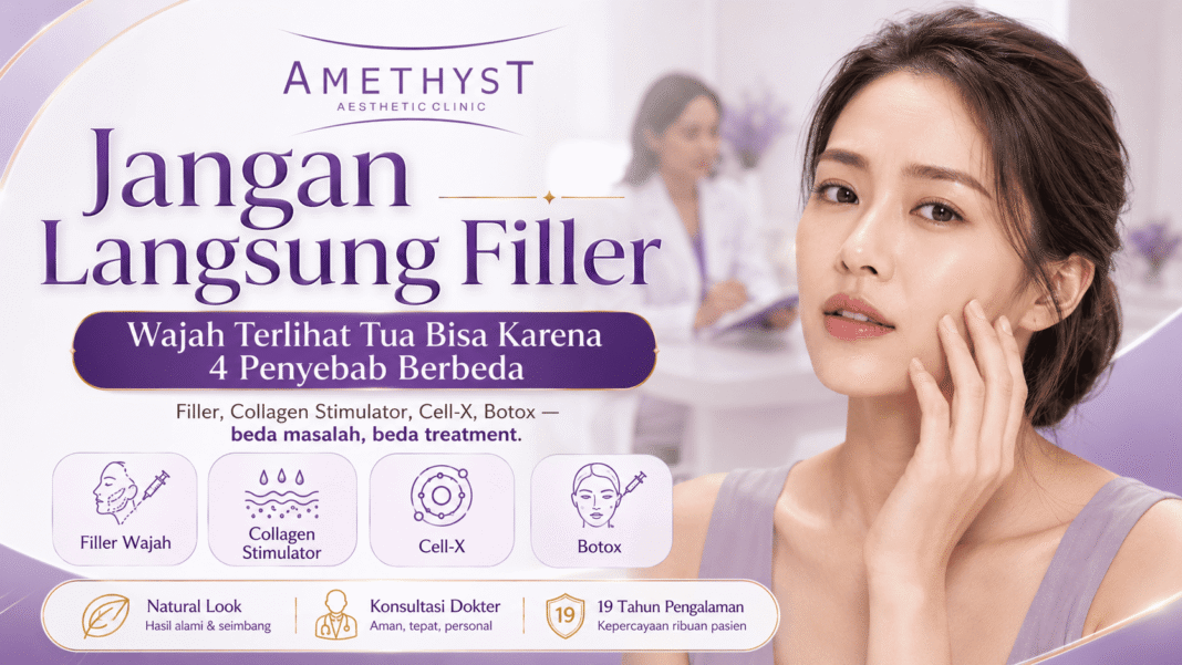 Jangan langsung filler untuk wajah terlihat tua karena bisa disebabkan oleh volume, kolagen, kualitas kulit, atau otot wajah