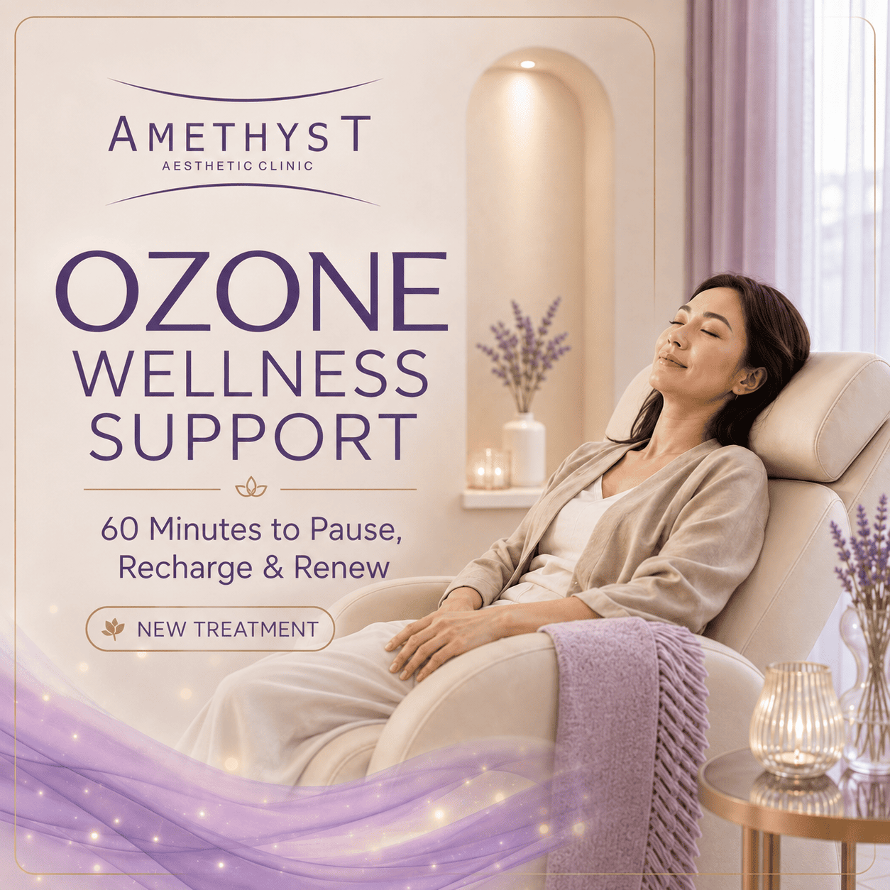 Ozone Wellness Support di Amethyst Aesthetic Clinic Surabaya dengan suasana perawatan wellness yang nyaman dan private