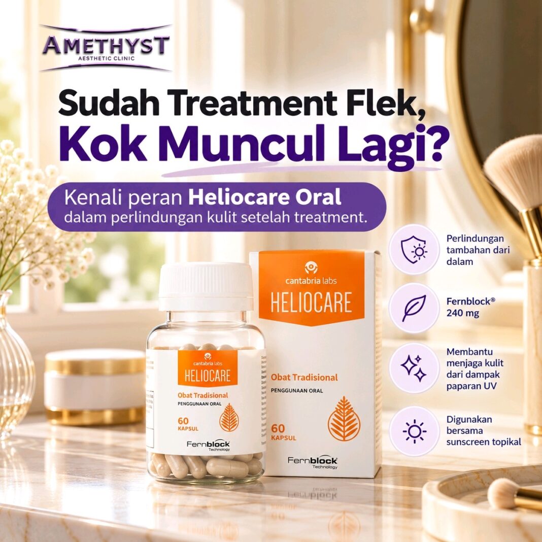 Heliocare Oral Fernblock 240 mg untuk perlindungan kulit tambahan setelah treatment